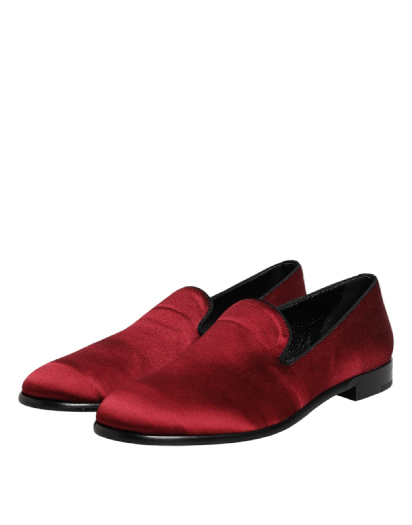 Dolce &amp; Gabbana Red Velvet Slip On Loafers Formal Shoes