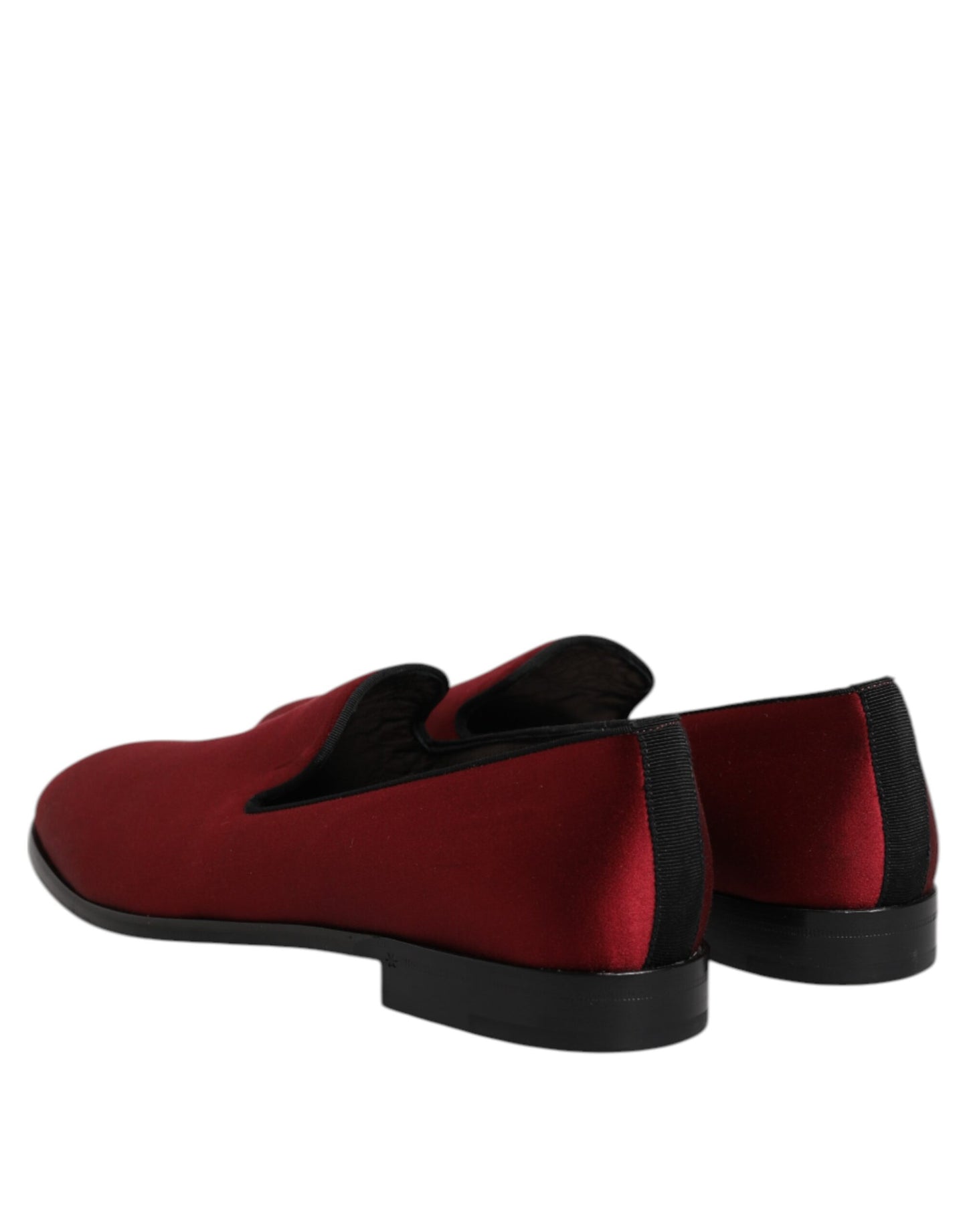 Dolce &amp; Gabbana Red Velvet Slip On Loafers Formal Shoes