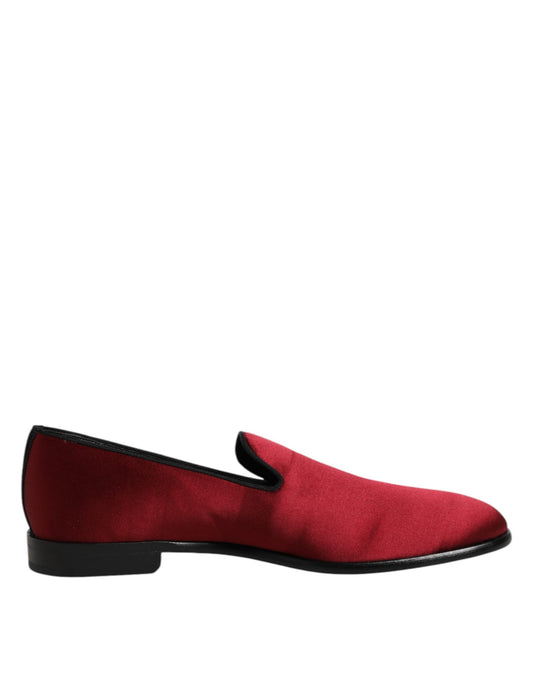 Dolce &amp; Gabbana Red Velvet Slip On Loafers Formal Shoes