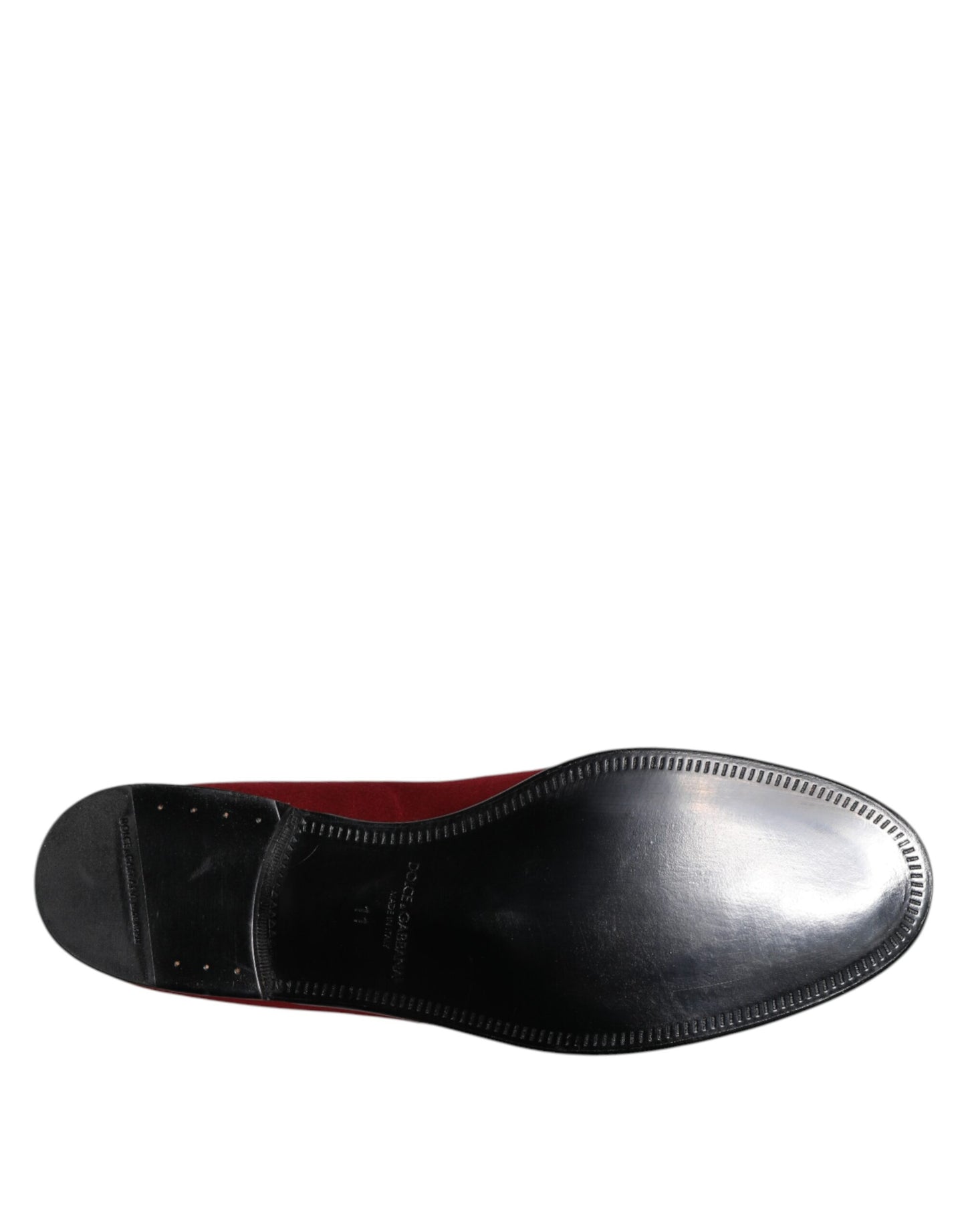Dolce &amp; Gabbana Red Velvet Slip On Loafers Formal Shoes
