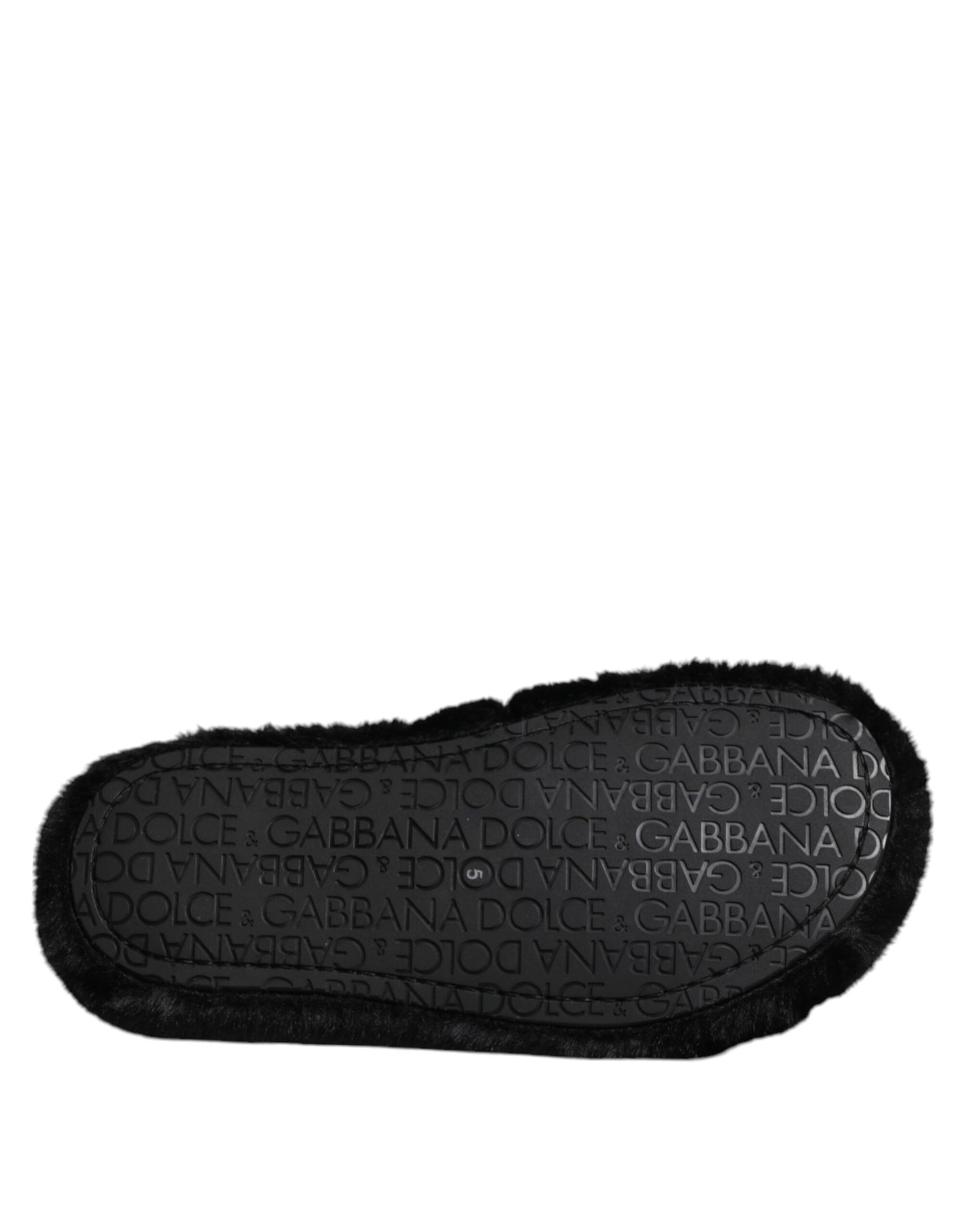Dolce &amp; Gabbana – Schwarze Slipper aus Polyester-Samt