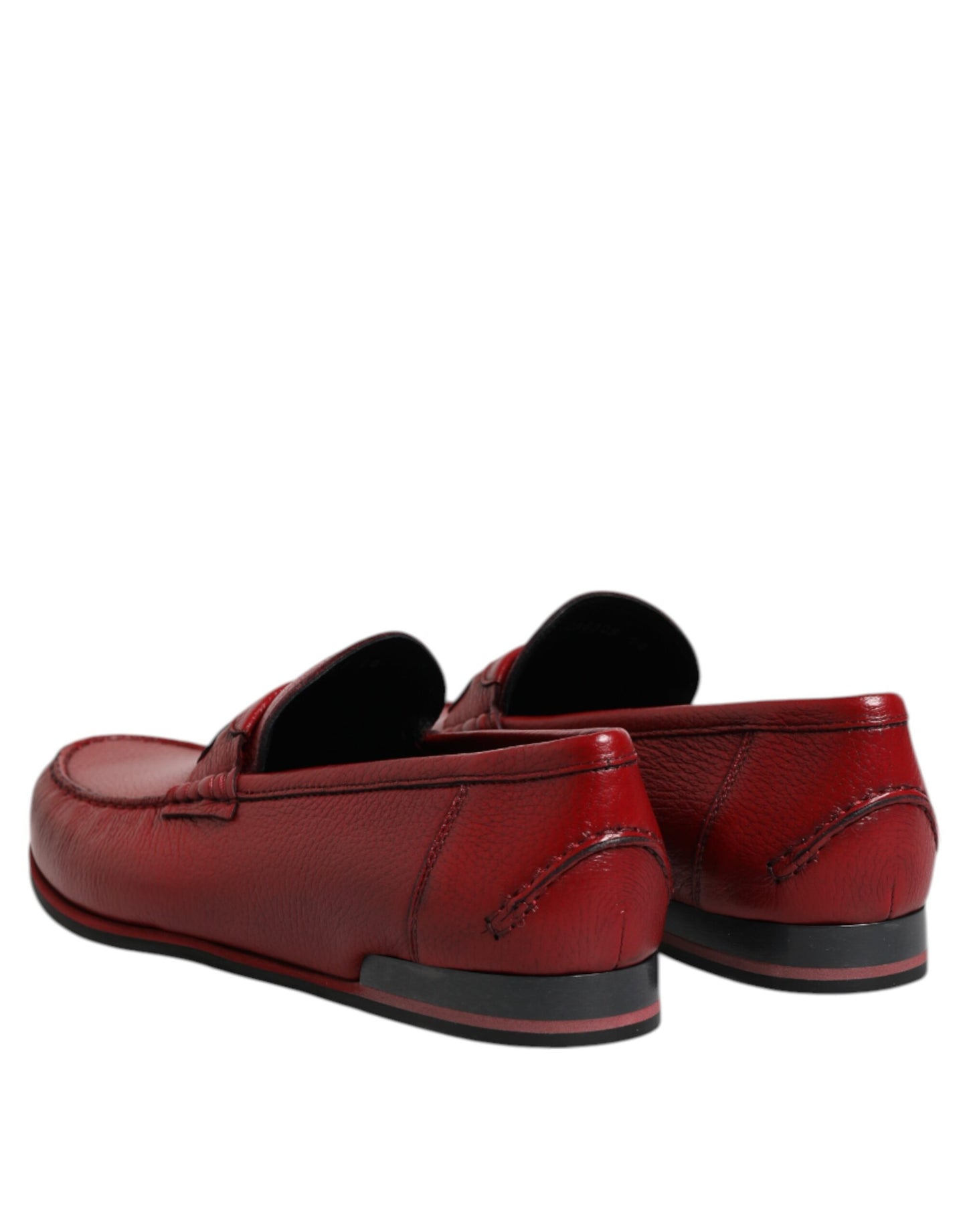 Dolce &amp; Gabbana Rote Leder-Loafer, Mokassins, Slipper