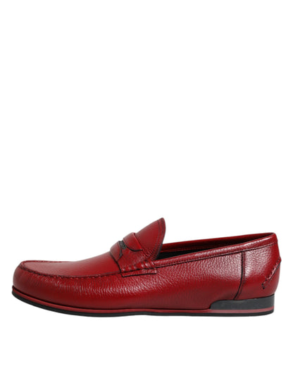 Dolce &amp; Gabbana Rote Leder-Loafer, Mokassins, Slipper