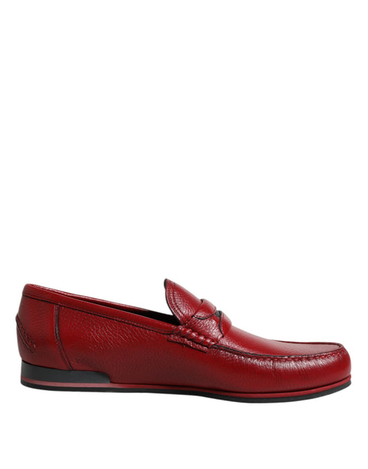 Dolce &amp; Gabbana Rote Leder-Loafer, Mokassins, Slipper