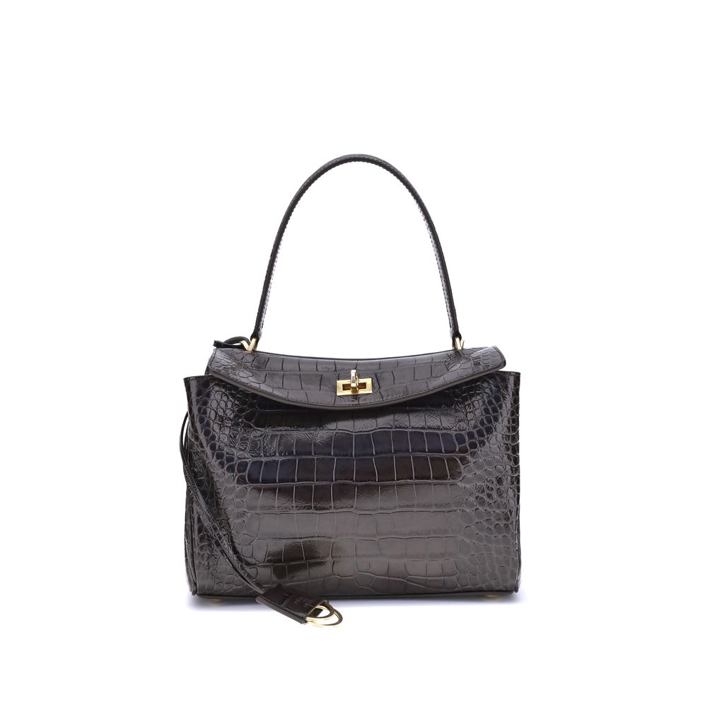 Balenciaga Rodeo Schultertasche aus Leder mit Krokoprägung