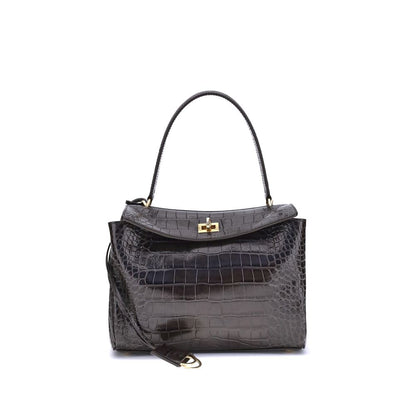 Balenciaga Rodeo Schultertasche aus Leder mit Krokoprägung