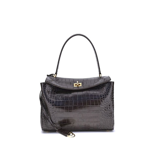 Balenciaga Rodeo Schultertasche aus Leder mit Krokoprägung