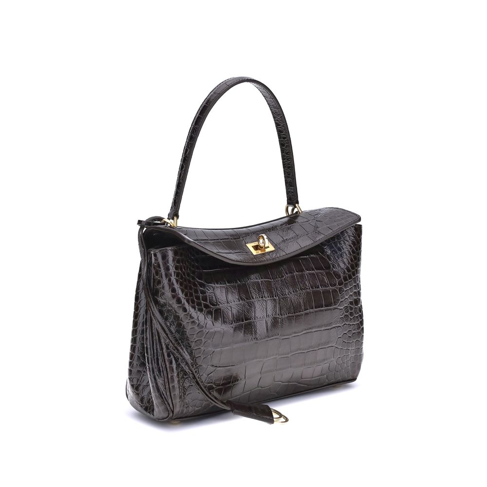 Balenciaga Rodeo Schultertasche aus Leder mit Krokoprägung