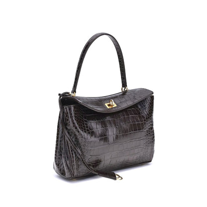 Balenciaga Rodeo Schultertasche aus Leder mit Krokoprägung