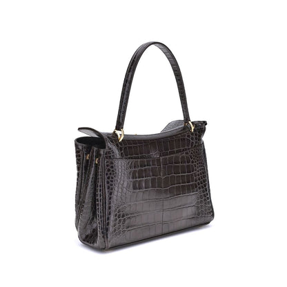 Balenciaga Rodeo Schultertasche aus Leder mit Krokoprägung