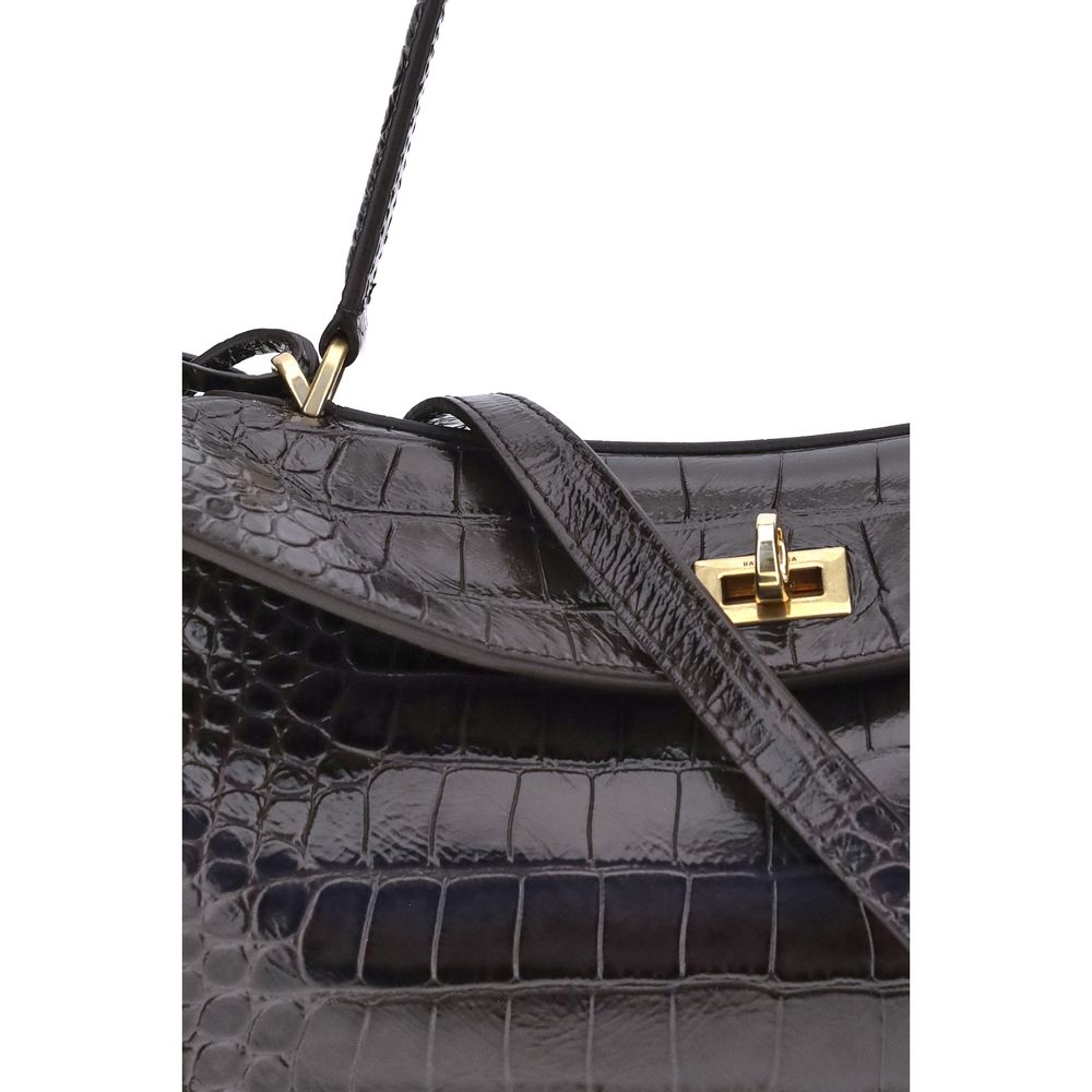 Balenciaga Rodeo Schultertasche aus Leder mit Krokoprägung