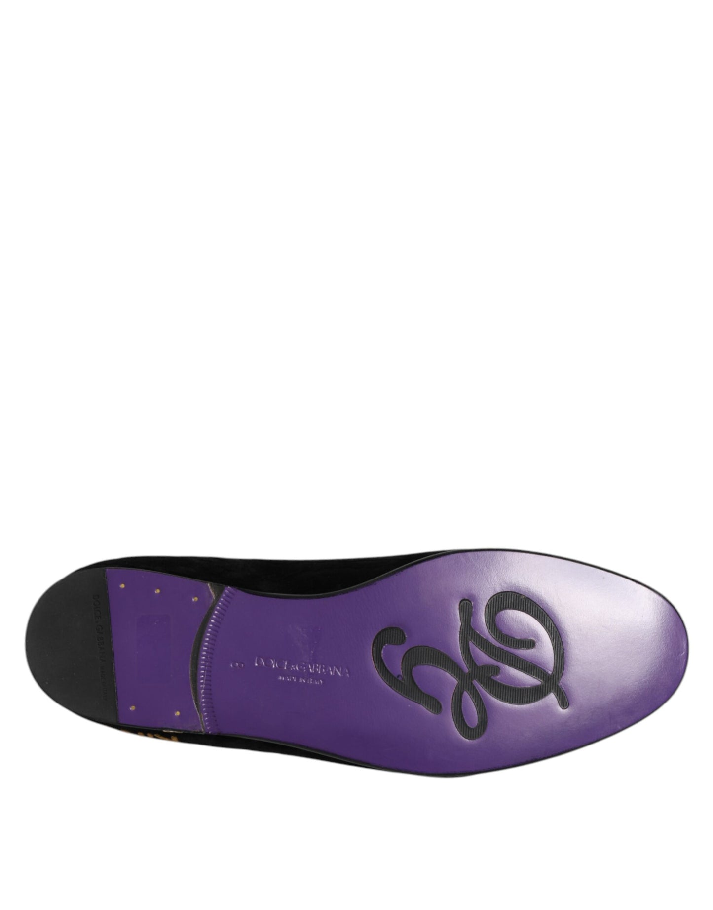 Dolce &amp; Gabbana Black DG Crown Embroidery Loafers Slip On Shoes