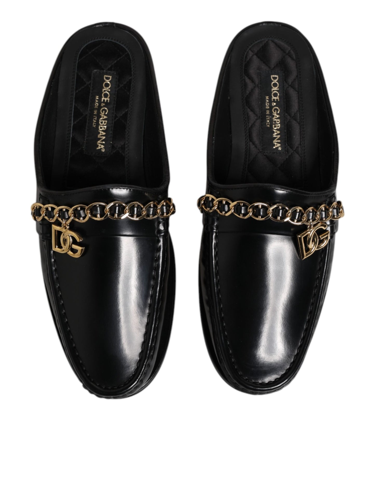 Dolce &amp; Gabbana – Sandalen mit DG-Kette und Verzierung aus schwarzem Leder