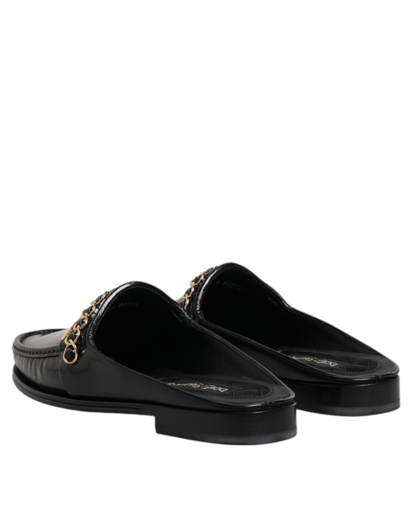 Dolce &amp; Gabbana – Sandalen mit DG-Kette und Verzierung aus schwarzem Leder