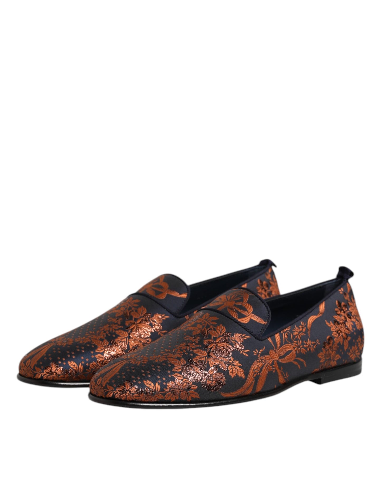 Dolce &amp; Gabbana Black Jacquard Polyester Slip On Loafers Shoes