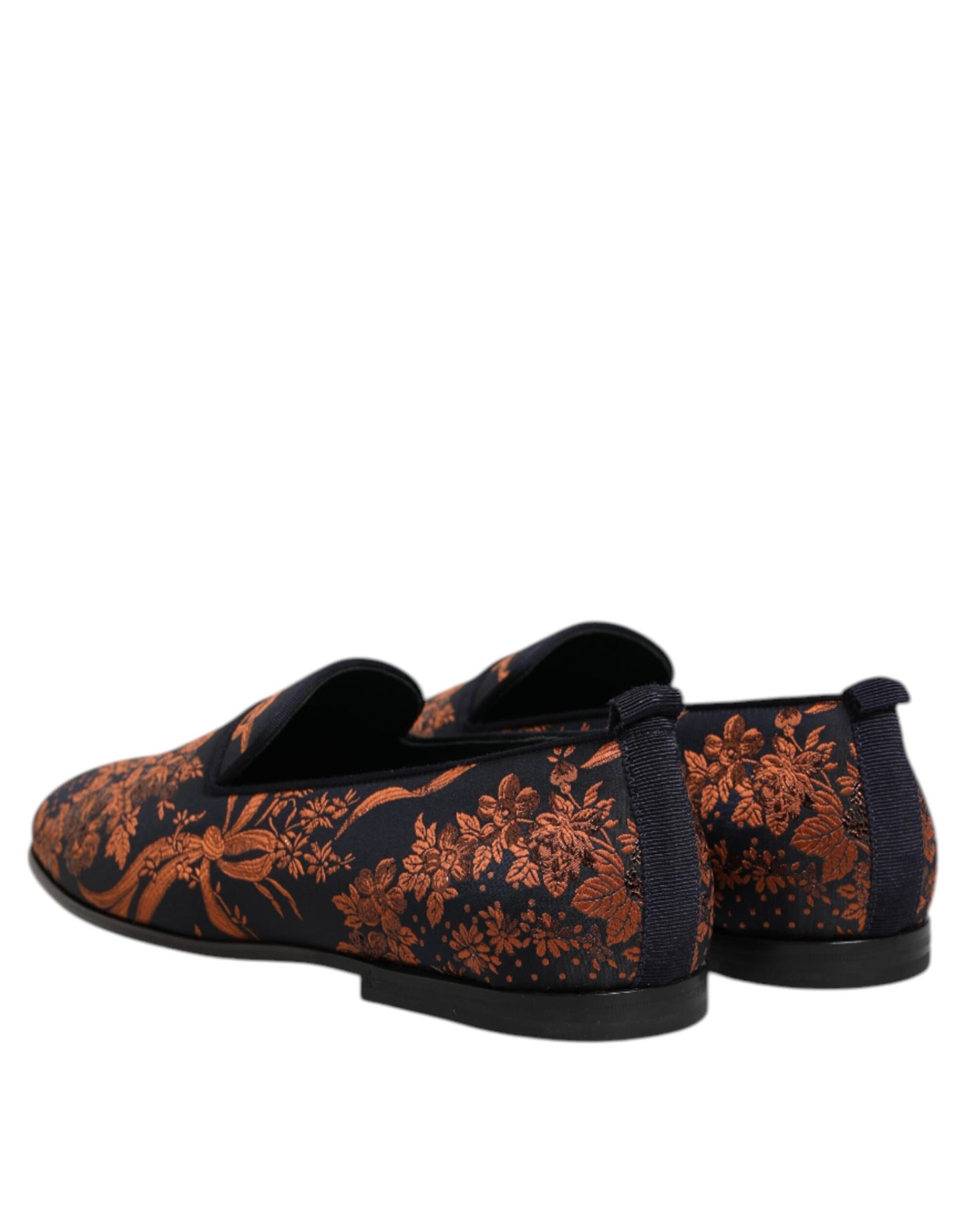 Dolce &amp; Gabbana Black Jacquard Polyester Slip On Loafers Shoes