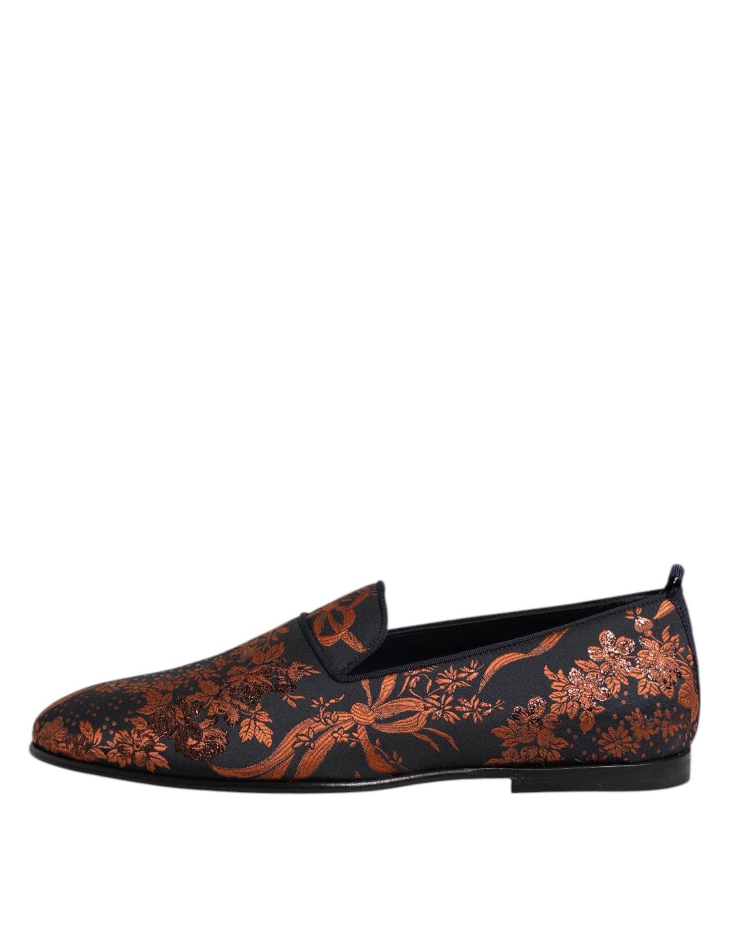 Dolce &amp; Gabbana Black Jacquard Polyester Slip On Loafers Shoes