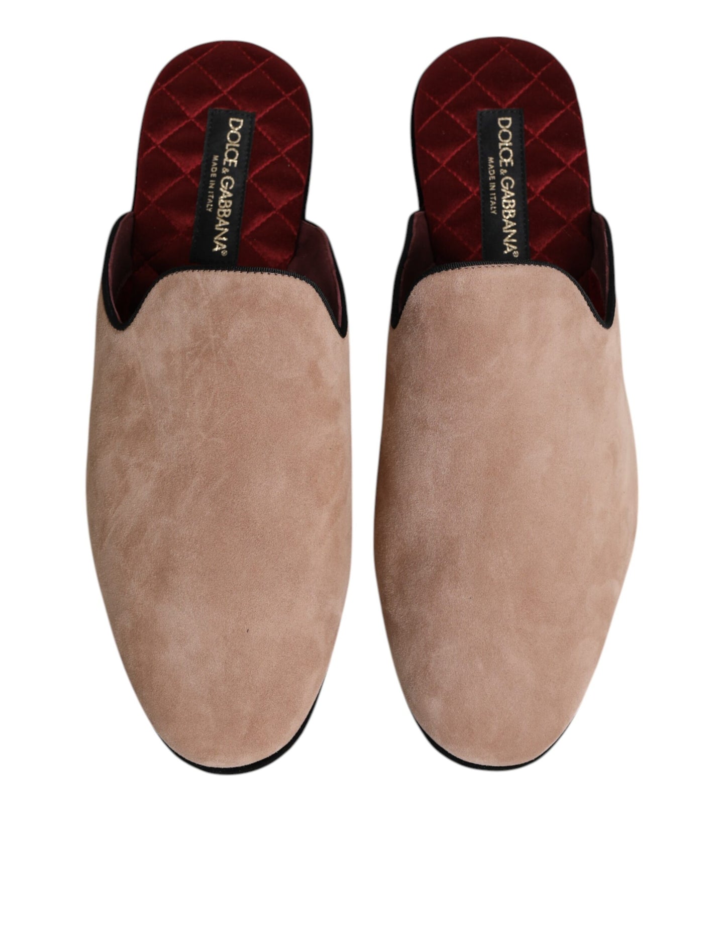 Dolce &amp; Gabbana – Flache Pantoletten aus Wildleder „Capra“ in Beige