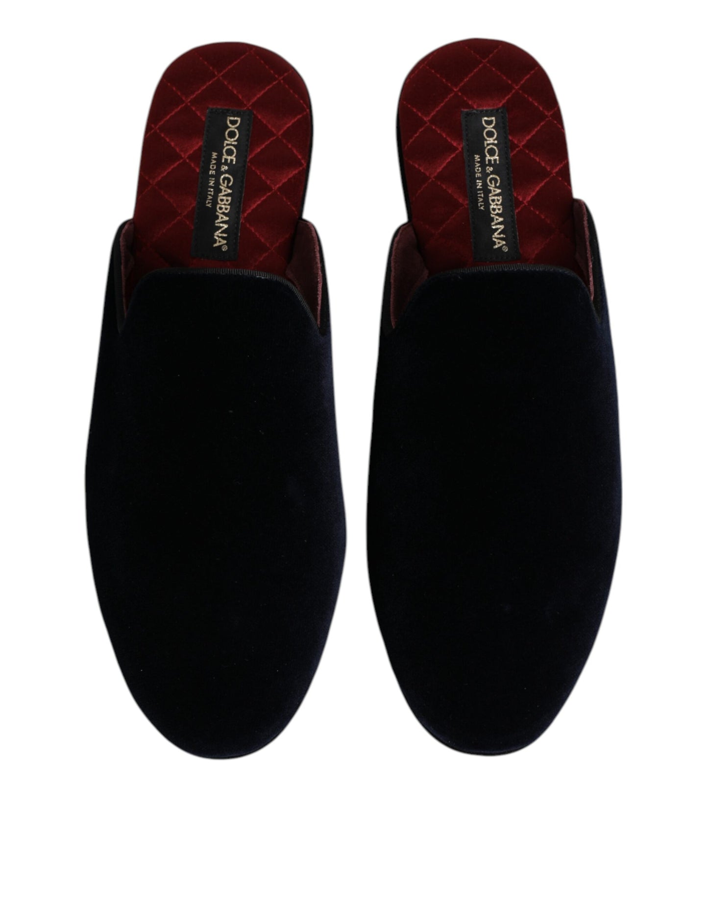 Dolce &amp; Gabbana – Flache Slipper aus Viskosesamt in Dunkelblau