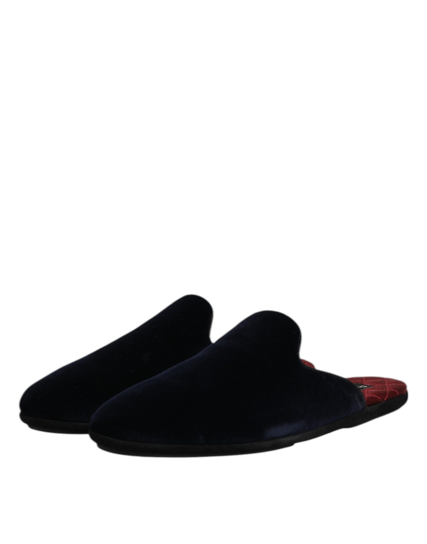 Dolce &amp; Gabbana – Flache Slipper aus Viskosesamt in Dunkelblau