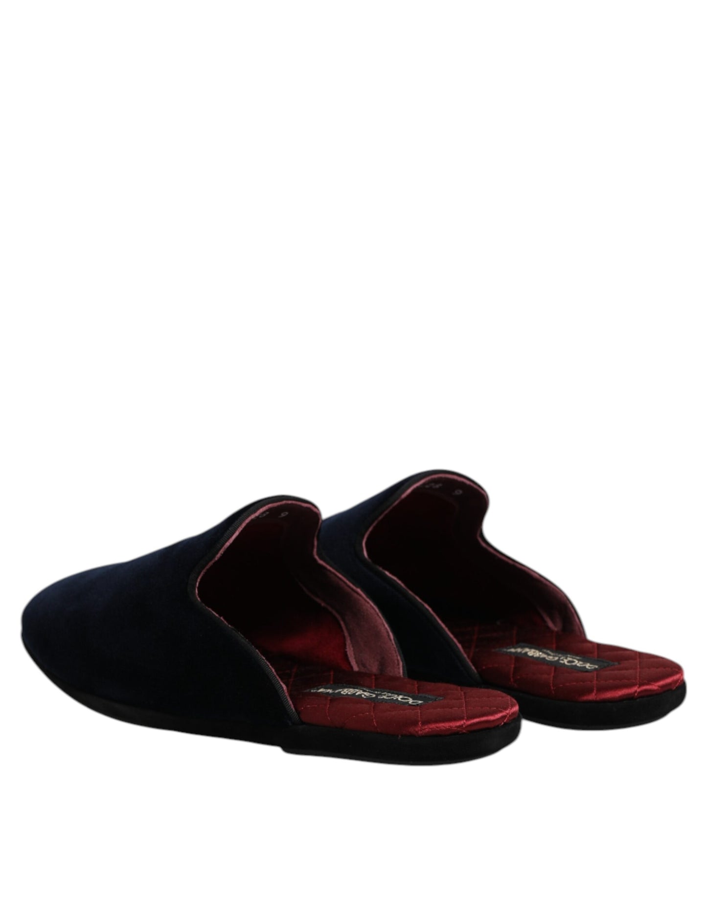 Dolce &amp; Gabbana – Flache Slipper aus Viskosesamt in Dunkelblau