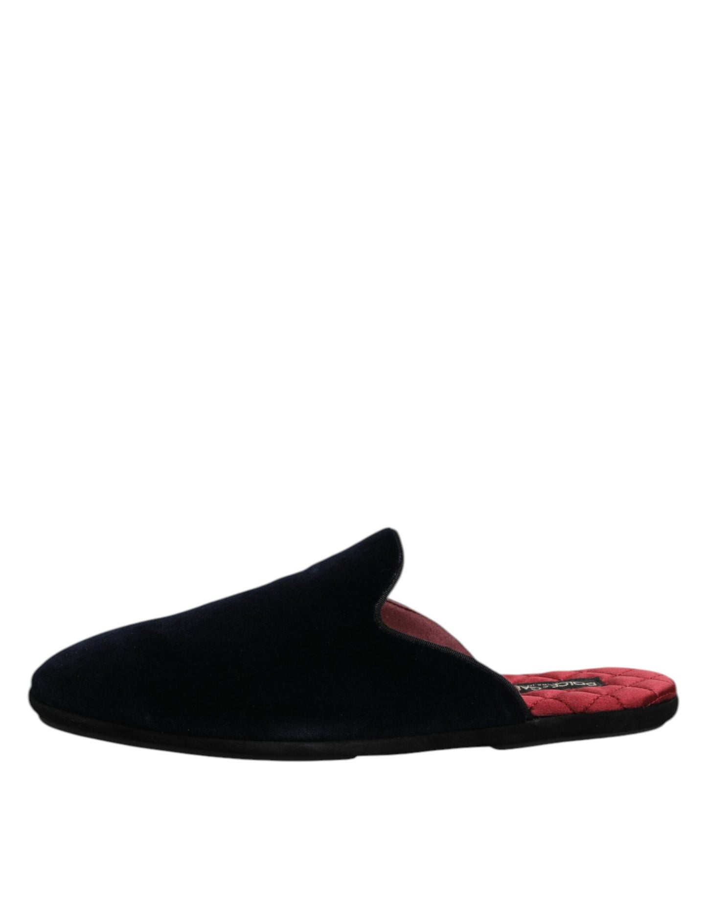 Dolce &amp; Gabbana – Flache Slipper aus Viskosesamt in Dunkelblau