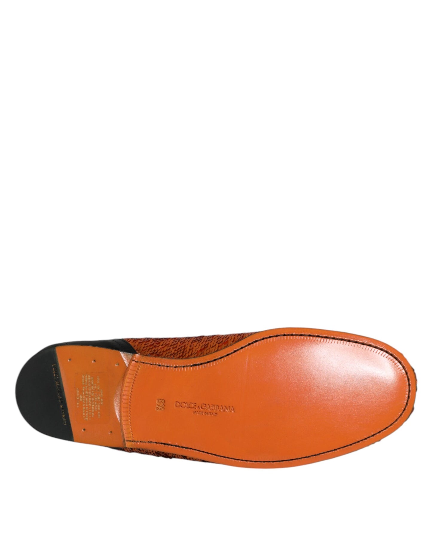 Dolce &amp; Gabbana Orange Sequin Embellished Men Loafers Shoes
