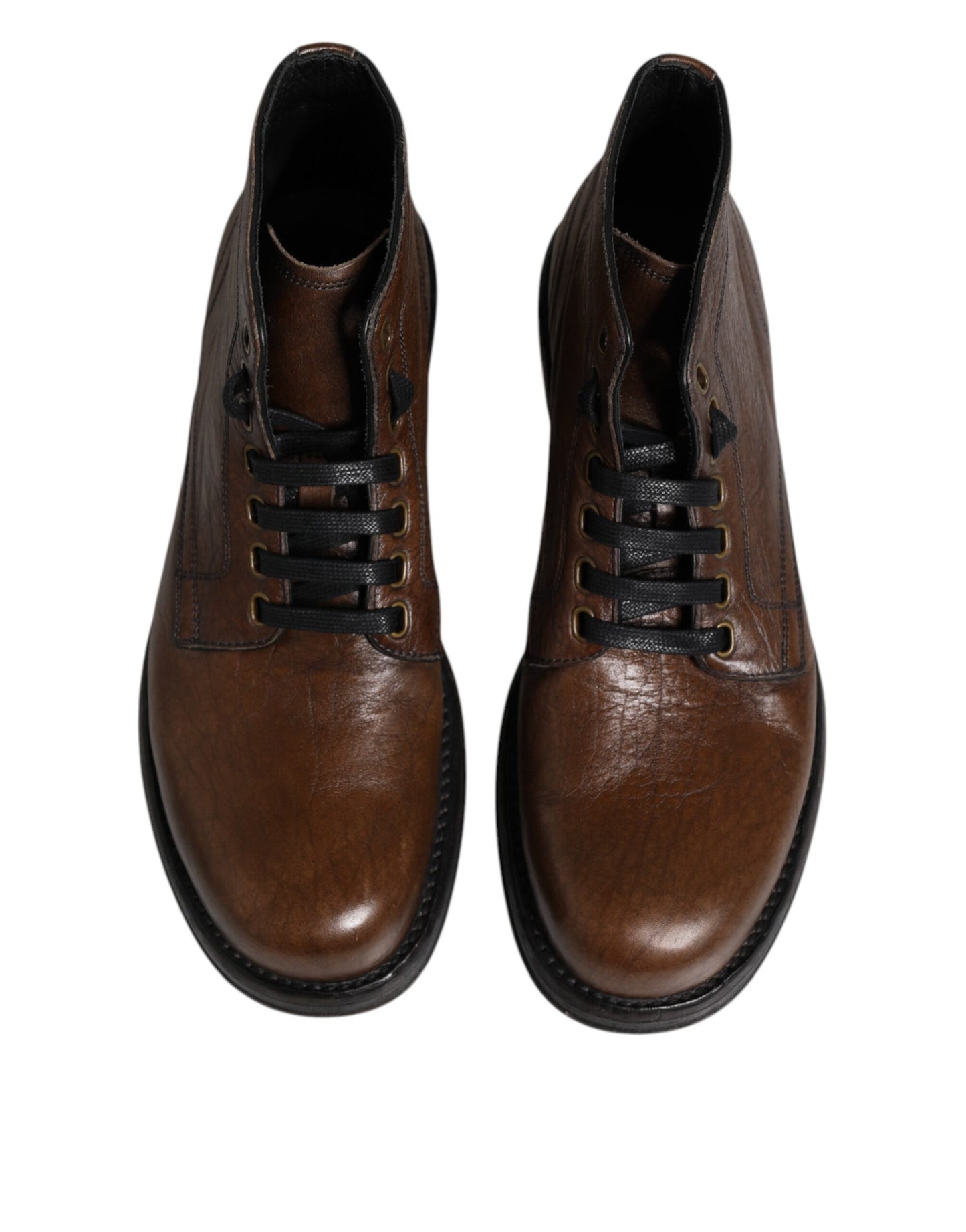 Dolce &amp; Gabbana Herren Stiefeletten aus braunem Leder mit Schnürung