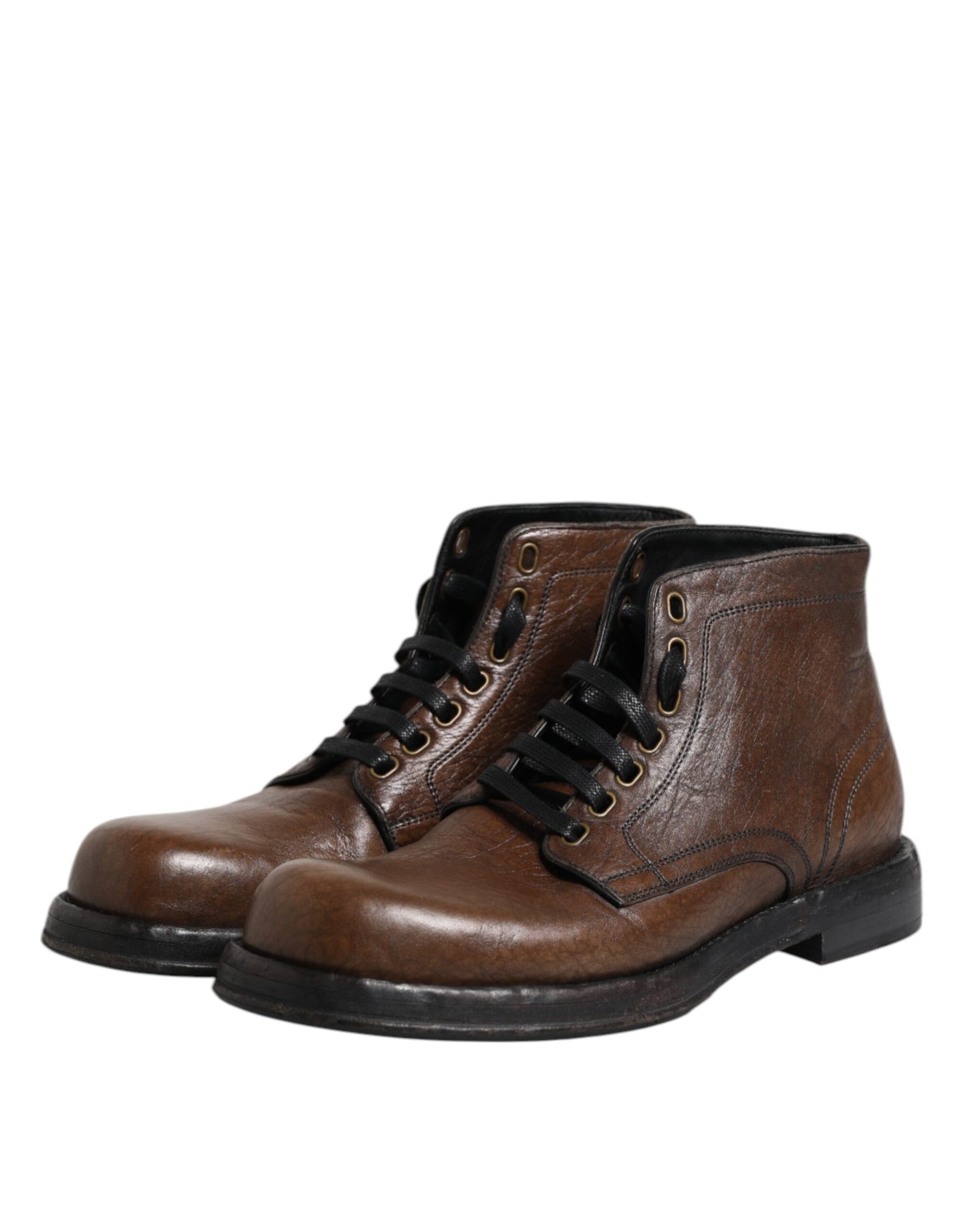 Dolce &amp; Gabbana Herren Stiefeletten aus braunem Leder mit Schnürung