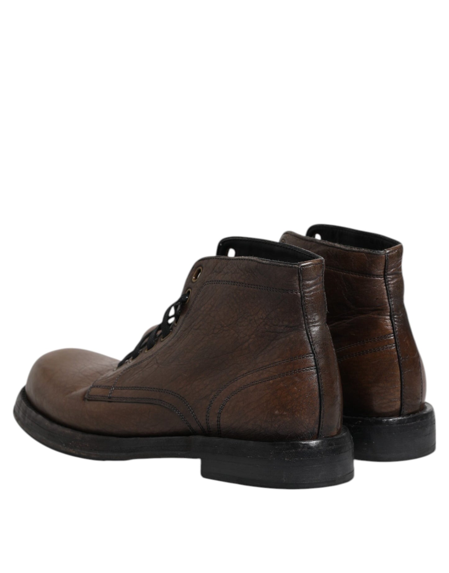 Dolce &amp; Gabbana Herren Stiefeletten aus braunem Leder mit Schnürung