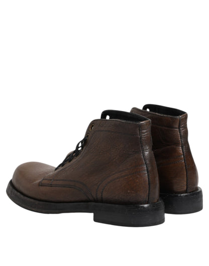 Dolce &amp; Gabbana Herren Stiefeletten aus braunem Leder mit Schnürung