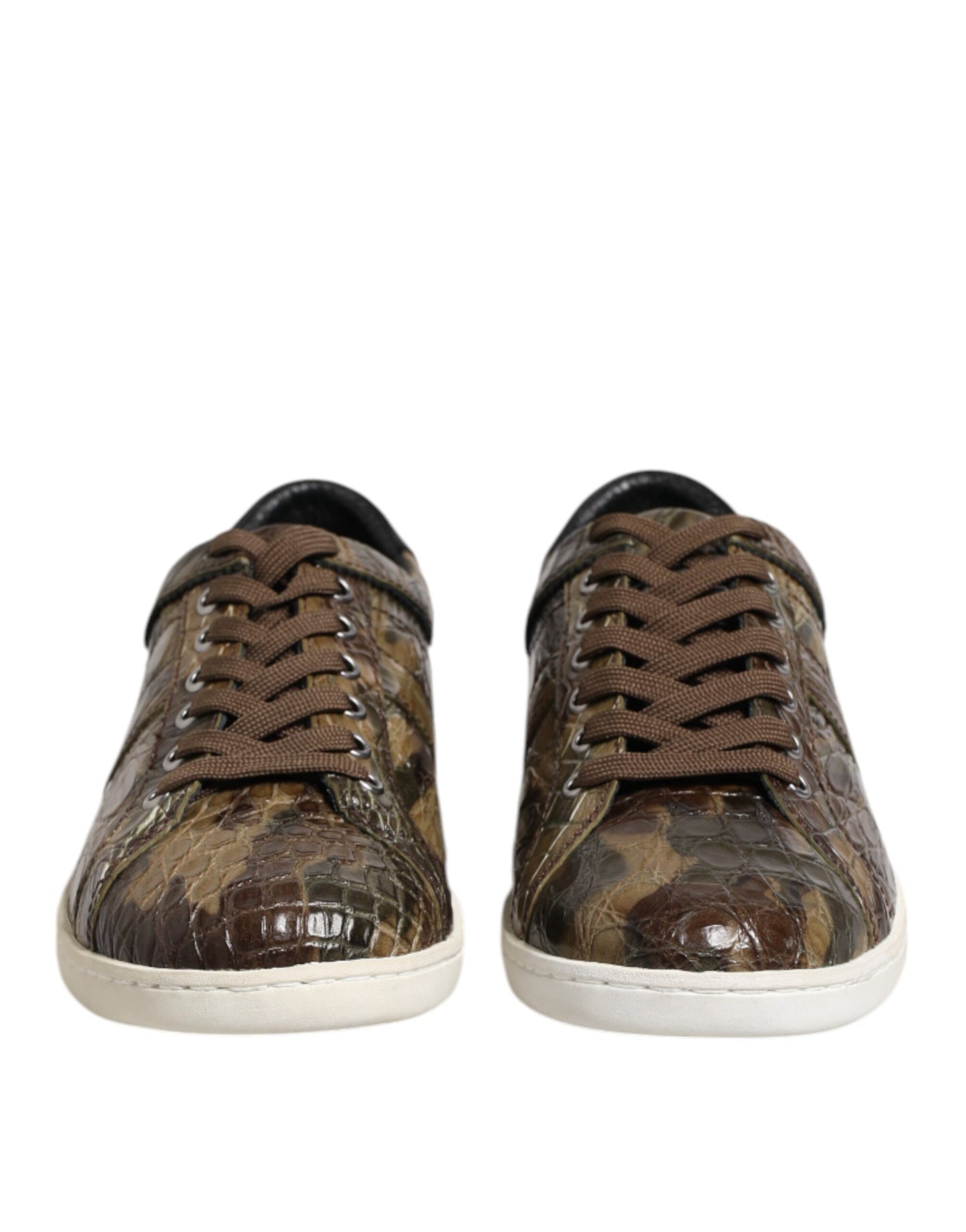 Dolce &amp; Gabbana Brown Exotic Leather Low Top Sneakers Shoes