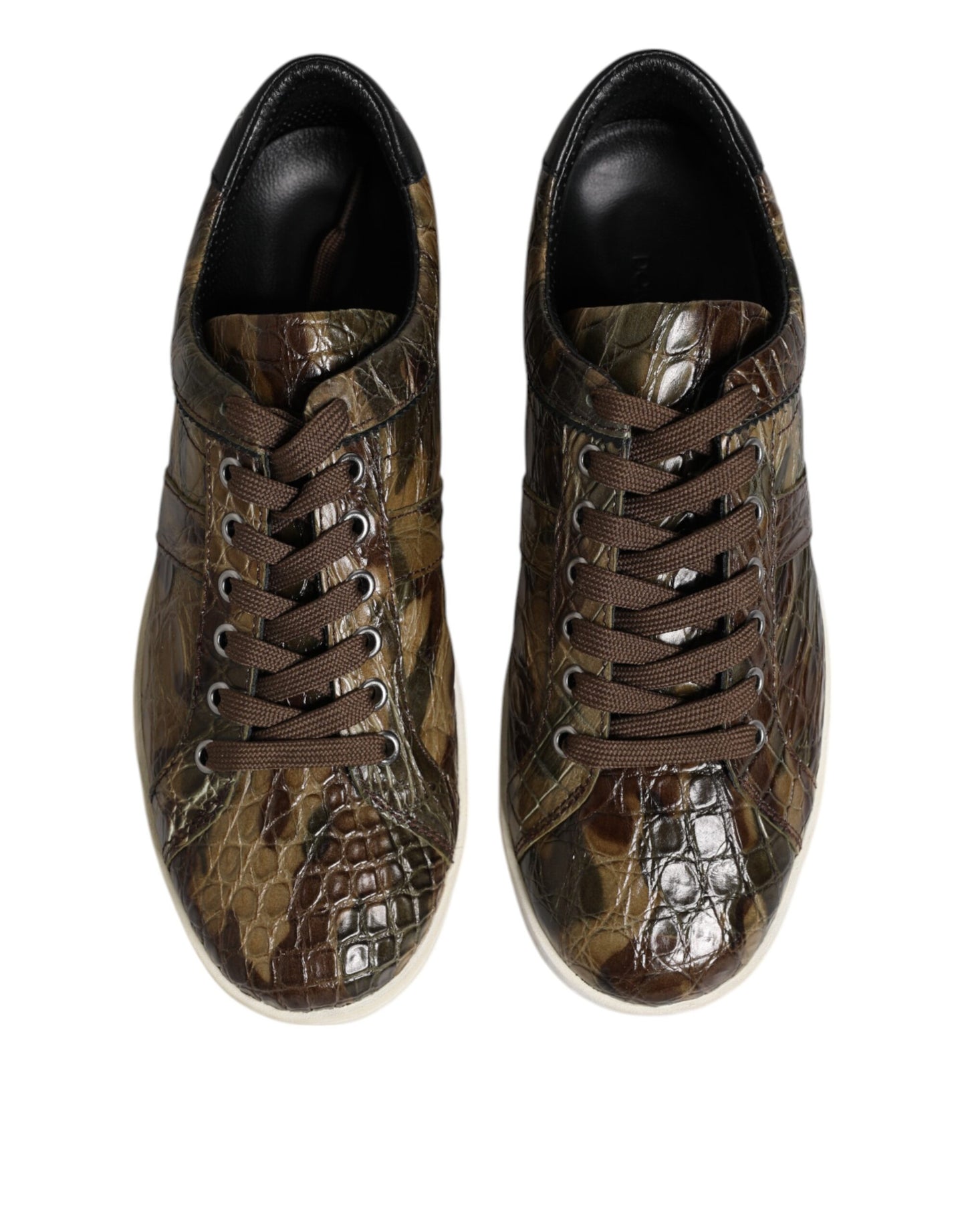 Dolce &amp; Gabbana Brown Exotic Leather Low Top Sneakers Shoes