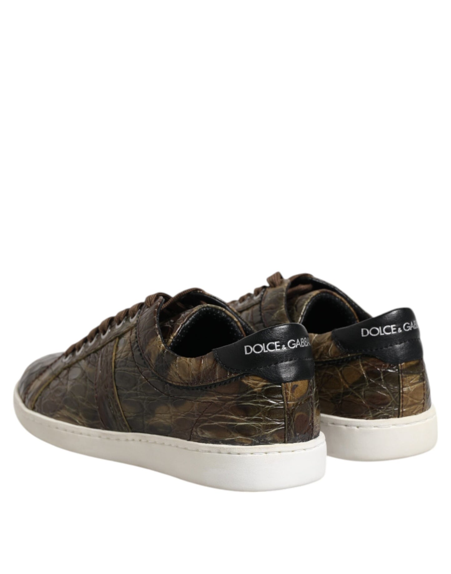 Dolce &amp; Gabbana Brown Exotic Leather Low Top Sneakers Shoes