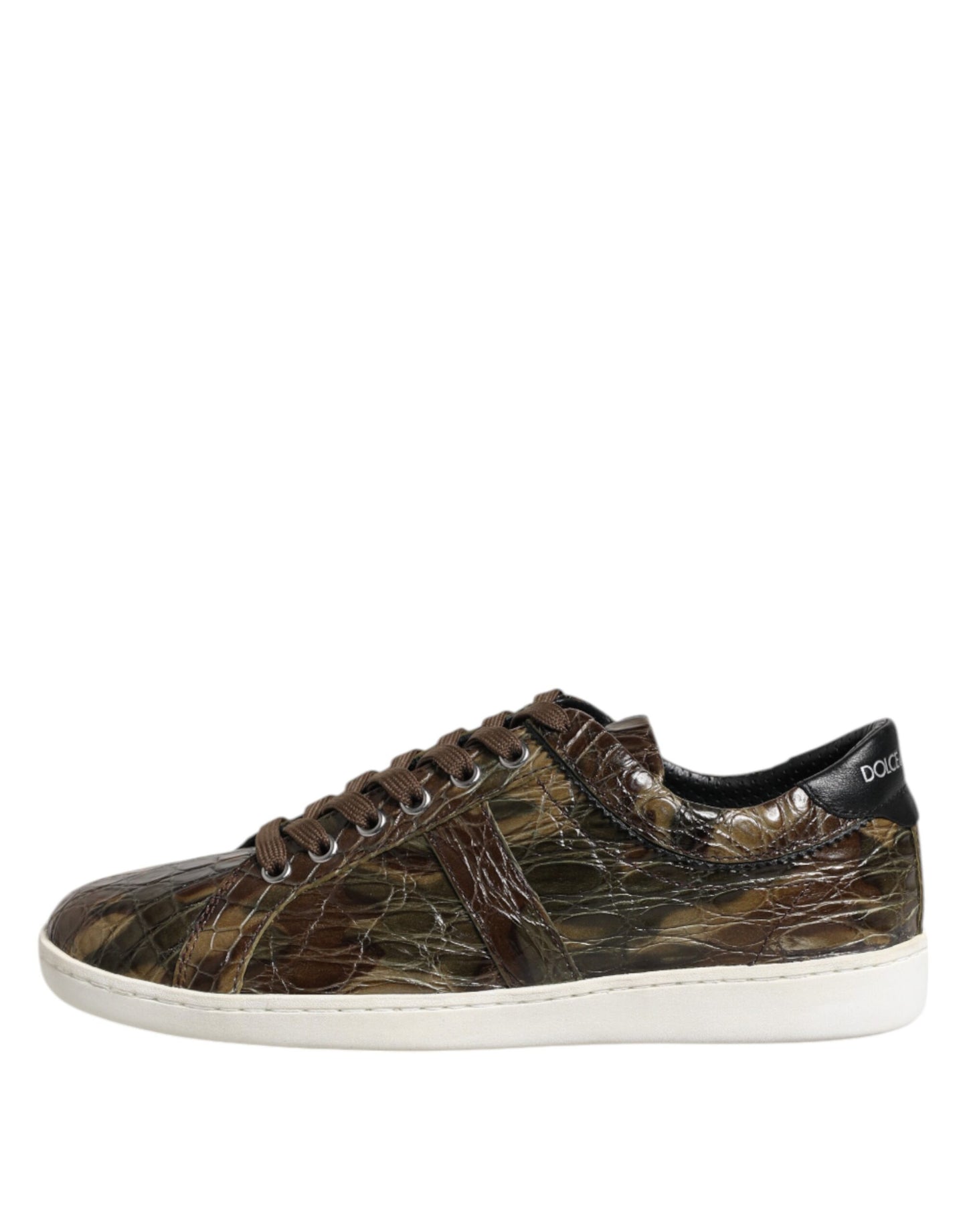 Dolce &amp; Gabbana Brown Exotic Leather Low Top Sneakers Shoes
