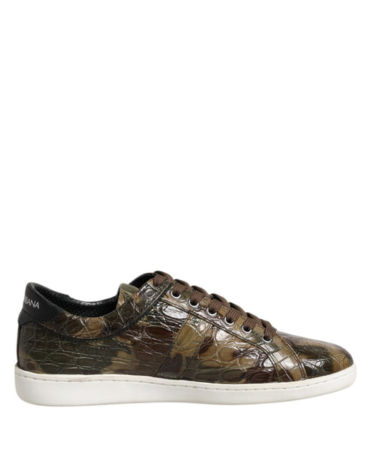 Dolce &amp; Gabbana Brown Exotic Leather Low Top Sneakers Shoes