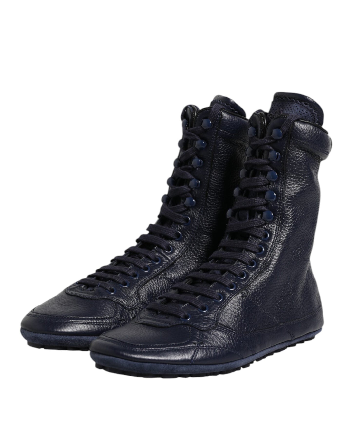 Dolce &amp; Gabbana Dark Blue Leather KING High Top Sneakers Shoes