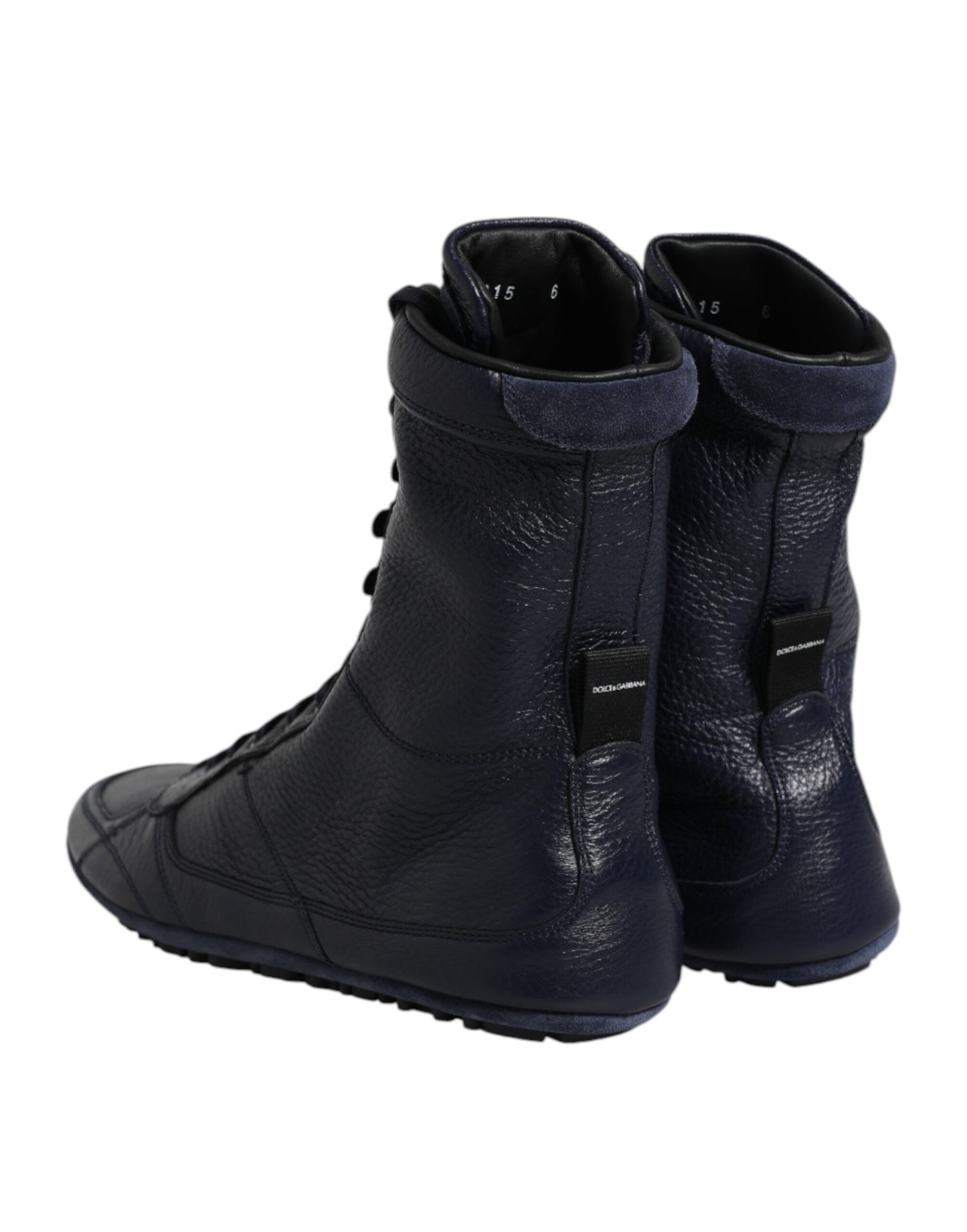 Dolce &amp; Gabbana Dark Blue Leather KING High Top Sneakers Shoes