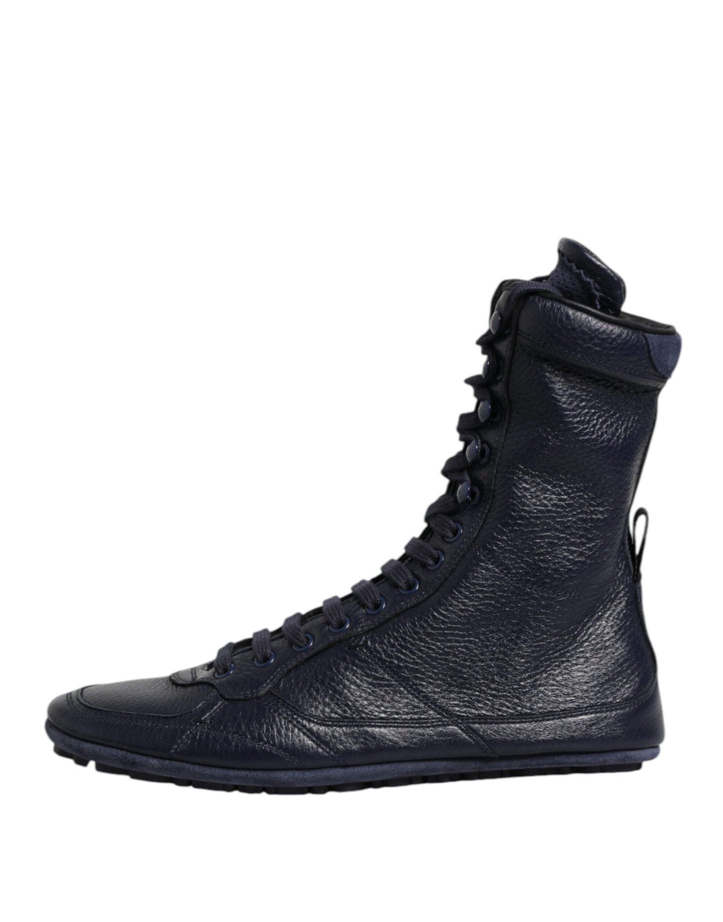 Dolce &amp; Gabbana Dark Blue Leather KING High Top Sneakers Shoes