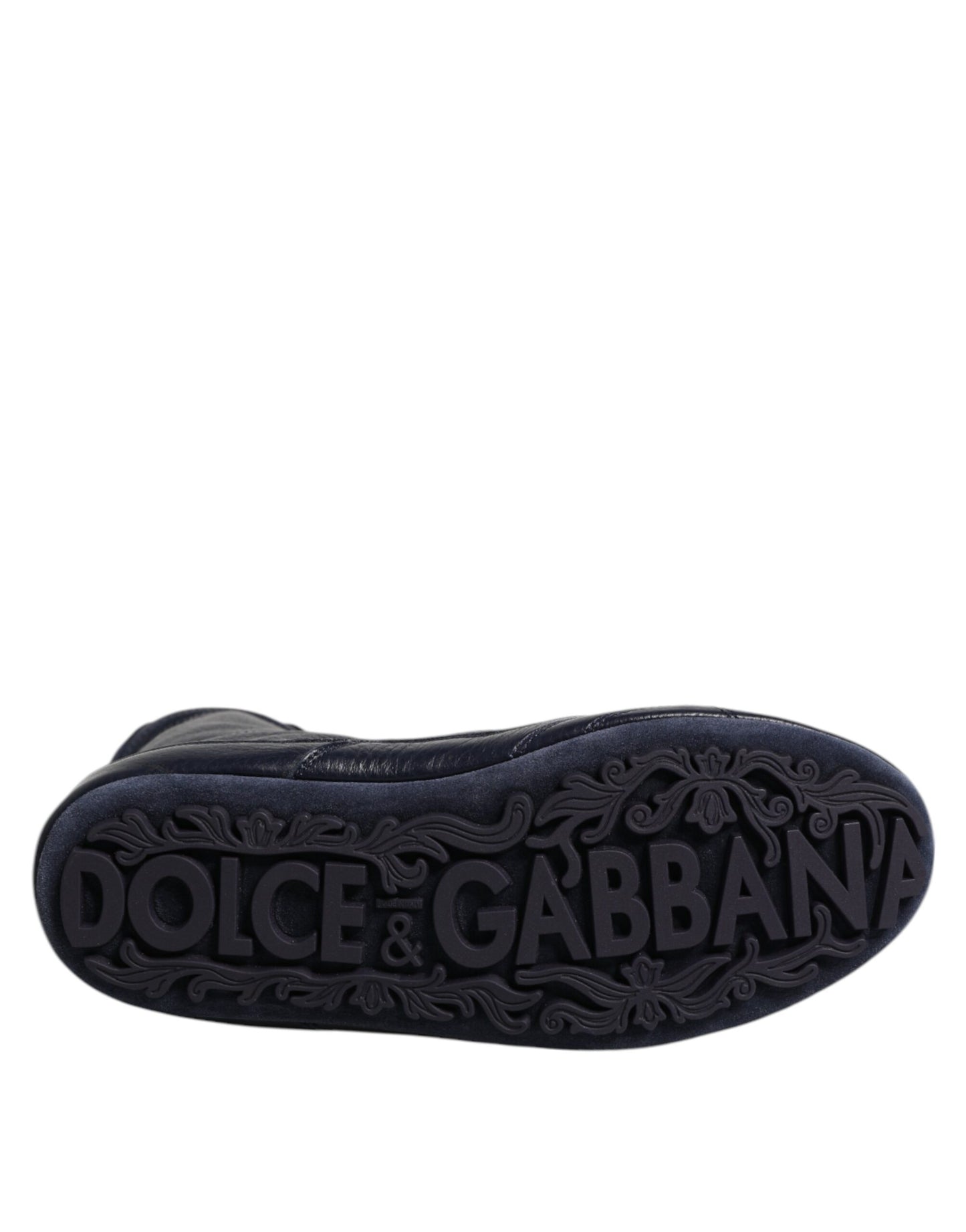 Dolce &amp; Gabbana Dark Blue Leather KING High Top Sneakers Shoes