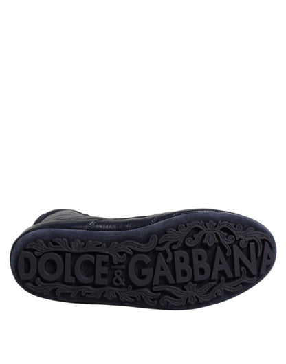 Dolce &amp; Gabbana Dark Blue Leather KING High Top Sneakers Shoes