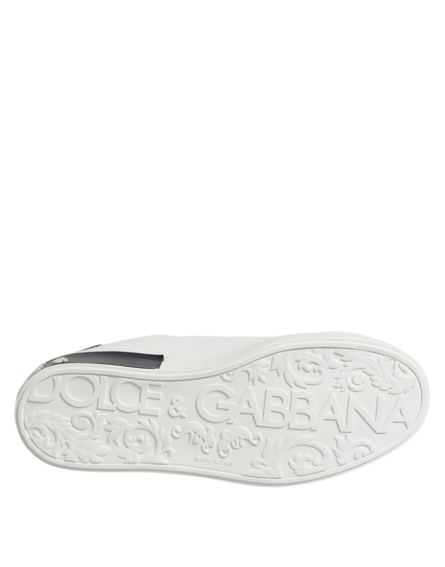 Dolce &amp; Gabbana White Black Leather Portofino Sneaker Shoes