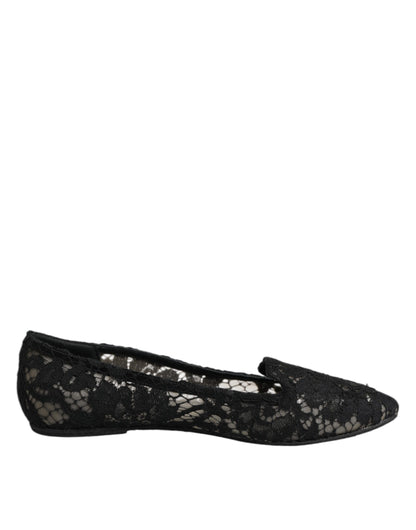 Dolce &amp; Gabbana – Schwarze Taormina-Schlupfschuhe mit Spitze