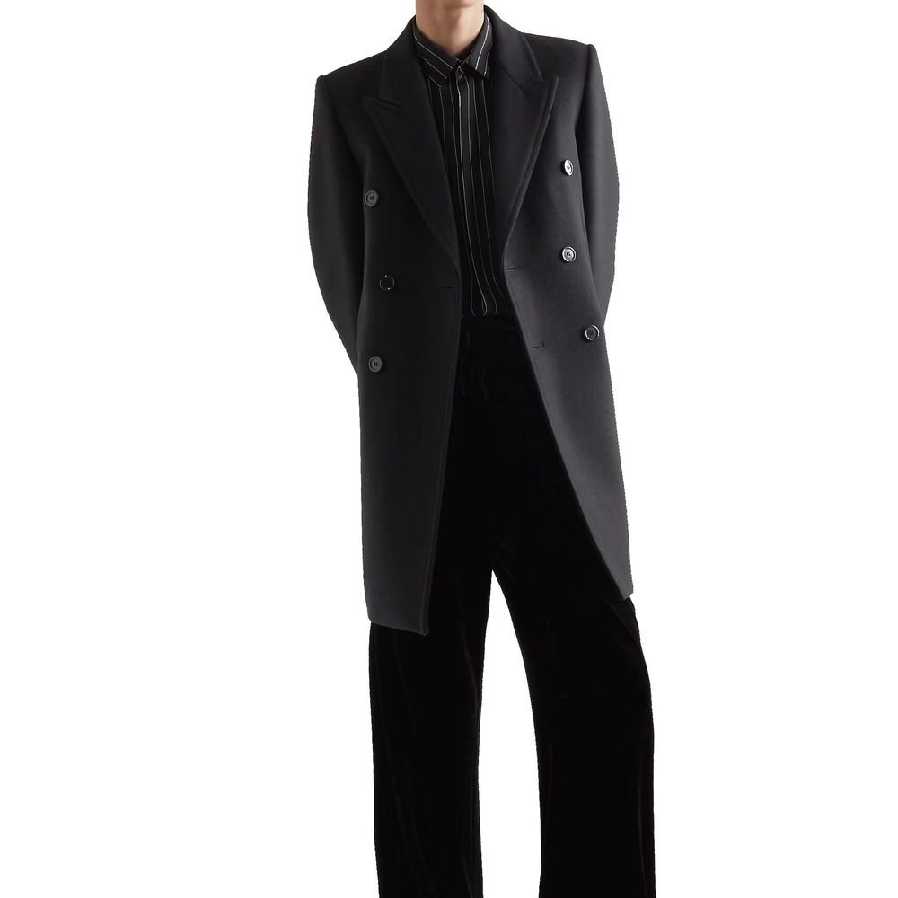Saint Laurent Zweireihiger Wollmantel