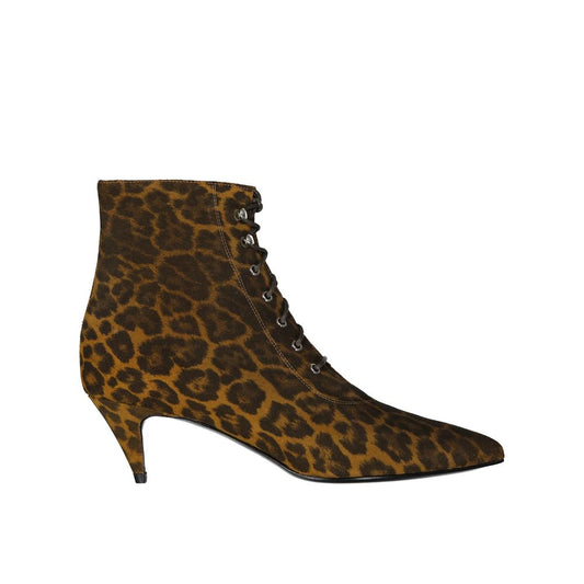 Saint Laurent – Kiki – Ankle Boots mit Schnürung und Leopardenmuster