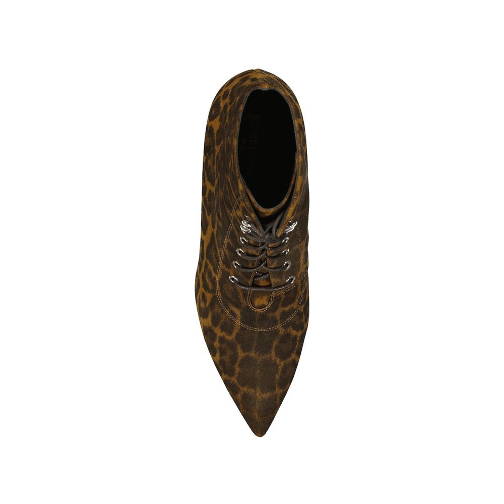 Saint Laurent – Kiki – Ankle Boots mit Schnürung und Leopardenmuster