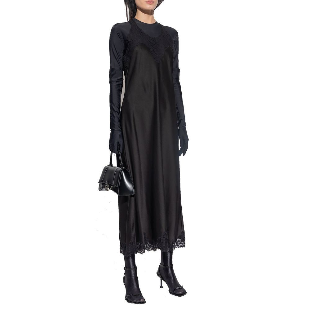 Balenciaga Satin-Midikleid mit Riemchen