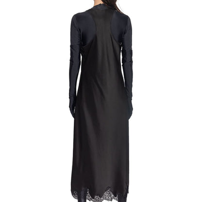 Balenciaga Satin-Midikleid mit Riemchen