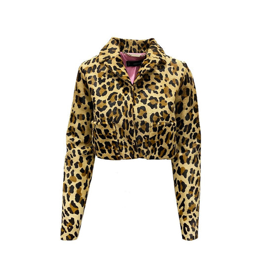 Dsquared² Kurze Jacke aus Kalbshaar mit Leopardenmuster