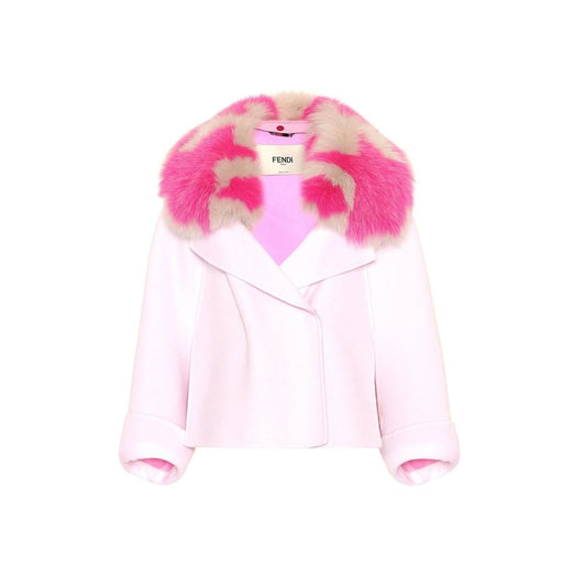 Fendi – Cape-Jacke aus Kaschmir mit Pelzkragen